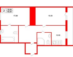 2-комн. кв. 64.4 м² 5/5 этаж