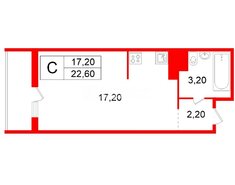 Студия 22.6 м² 2/14 этаж