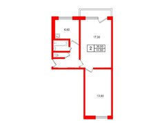 2-комн. кв. 44.6 м² 5/5 этаж