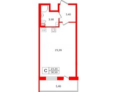 Студия 30.5 м² 3/5 этаж