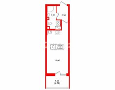 Студия 24.8 м² 7/12 этаж