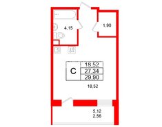 Студия 27 м² 10/12 этаж