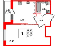 1-комн. кв. 32.9 м² 10/11 этаж