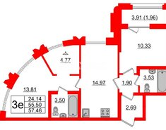 2-комн. кв. 55.5 м² 3/24 этаж