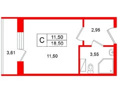 Студия 18.5 м² 4/4 этаж