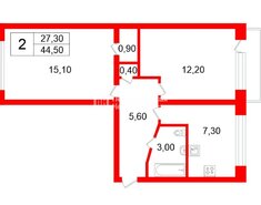 2-комн. кв. 44.5 м² 5/5 этаж