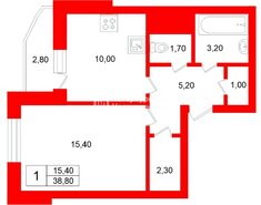 1-комн. кв. 38.8 м² 22/28 этаж