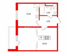 1-комн. кв. 38.4 м² 15/25 этаж