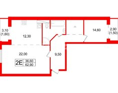 2-комн. кв. 62.9 м² 18/18 этаж