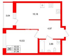 1-комн. кв. 34.1 м² 17/22 этаж