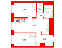 2-комн. кв. 55.76 м² 9/10 этаж