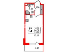 Студия 24.62 м² 5/5 этаж