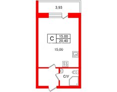 Студия 20.4 м² 15/17 этаж