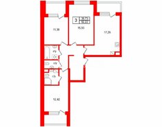 3-комн. кв. 82.22 м² 4/4 этаж