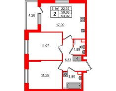 2-комн. кв. 50.88 м² 2/5 этаж