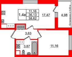 1-комн. кв. 36.13 м² 23/23 этаж
