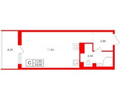 Студия 24.9 м² 5/12 этаж