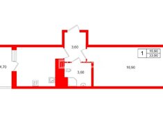 1-комн. кв. 33.9 м² 17/19 этаж