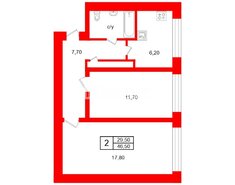 2-комн. кв. 46.5 м² 5/9 этаж