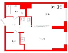 1-комн. кв. 49 м² 5/8 этаж