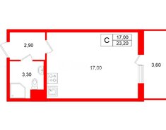 Студия 23.2 м² 14/15 этаж