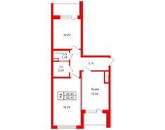 2-комн. кв. 52.4 м² 12/26 этаж