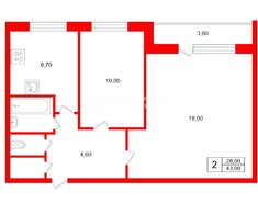 2-комн. кв. 43.9 м² 8/9 этаж