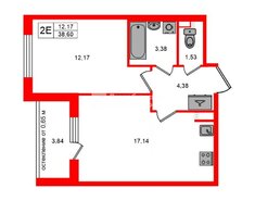 1-комн. кв. 38.6 м² 2/4 этаж