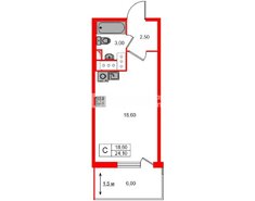 Студия 24.1 м² 18/19 этаж