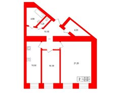 2-комн. кв. 62.8 м² 2/5 этаж