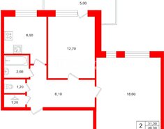 2-комн. кв. 49.3 м² 10/12 этаж