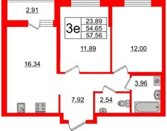 2-комн. кв. 57.5 м² 9/22 этаж