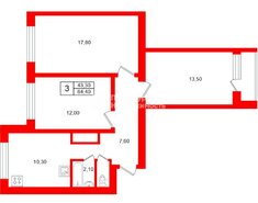 3-комн. кв. 64.4 м² 1/5 этаж