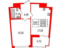 1-комн. кв. 39.8 м² 3/14 этаж