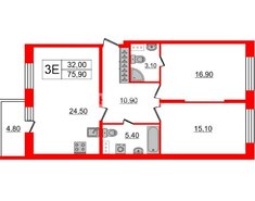 2-комн. кв. 75.9 м² 3/9 этаж