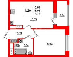 1-комн. кв. 32.62 м² 18/23 этаж