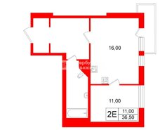 1-комн. кв. 36.5 м² 2/5 этаж