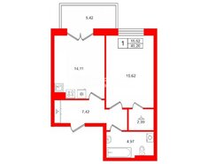 1-комн. кв. 45.2 м² 4/9 этаж