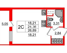 Студия 23.7 м² 13/14 этаж