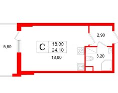 Студия 24.1 м² 6/24 этаж