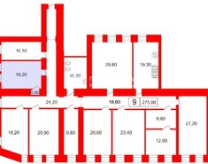 Комната 18.2 м² в 9-комн. кв. 1/4 этаж