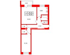 2-комн. кв. 50.8 м² 5/5 этаж