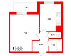 1-комн. кв. 36.7 м² 2/24 этаж