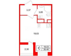 Студия 26.4 м² 7/12 этаж