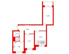 3-комн. кв. 67.8 м² 1/10 этаж