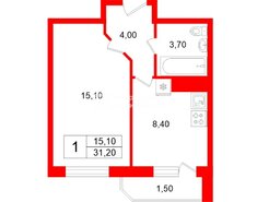 1-комн. кв. 31.2 м² 9/12 этаж