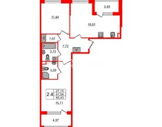 2-комн. кв. 61.54 м² 3/4 этаж
