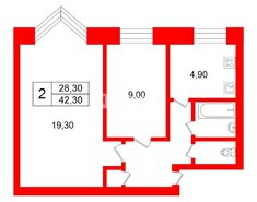 2-комн. кв. 42.3 м² 4/5 этаж