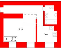 1-комн. кв. 37.1 м² 3/4 этаж