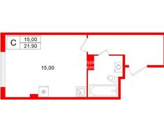 Студия 21.9 м² 2/14 этаж